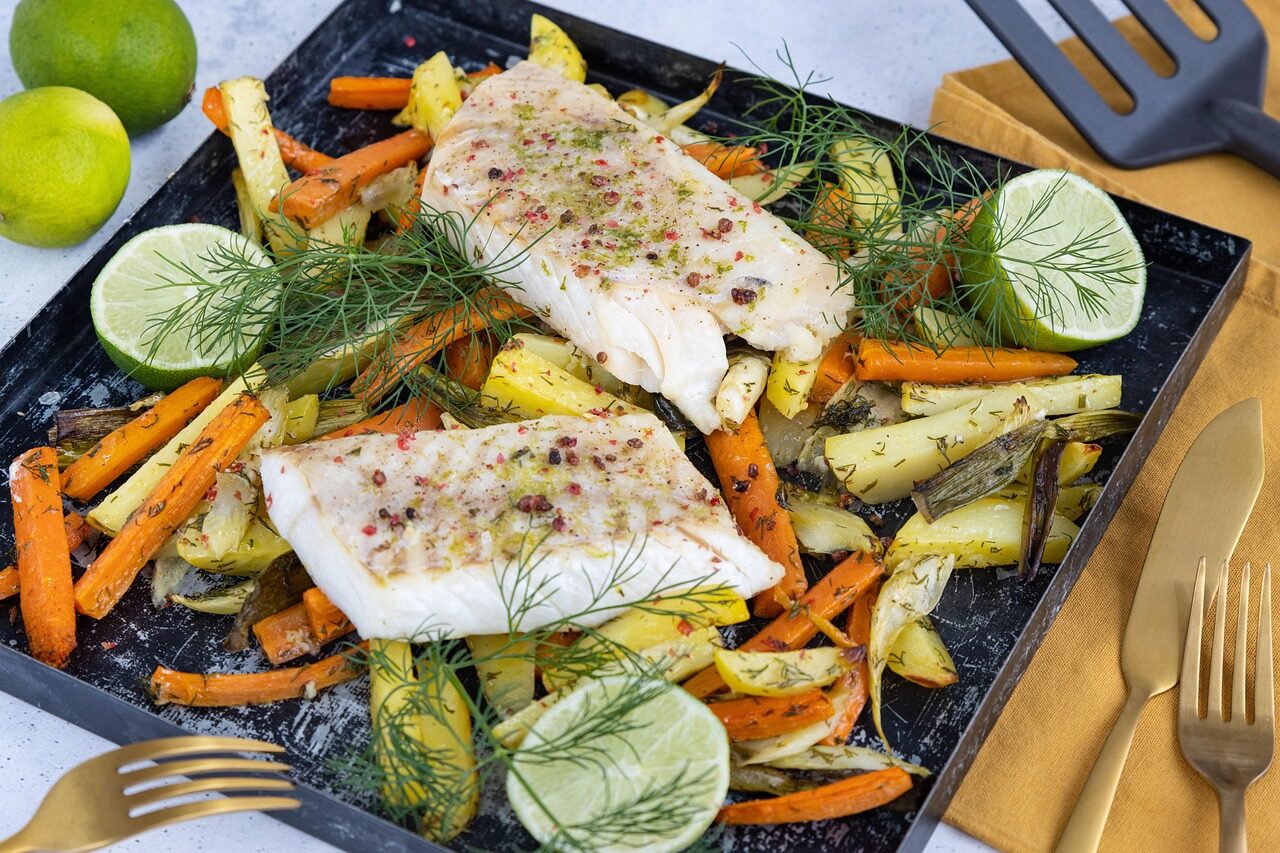 fish, fillet, vegetables, redfish, nature, recipe, cook, food